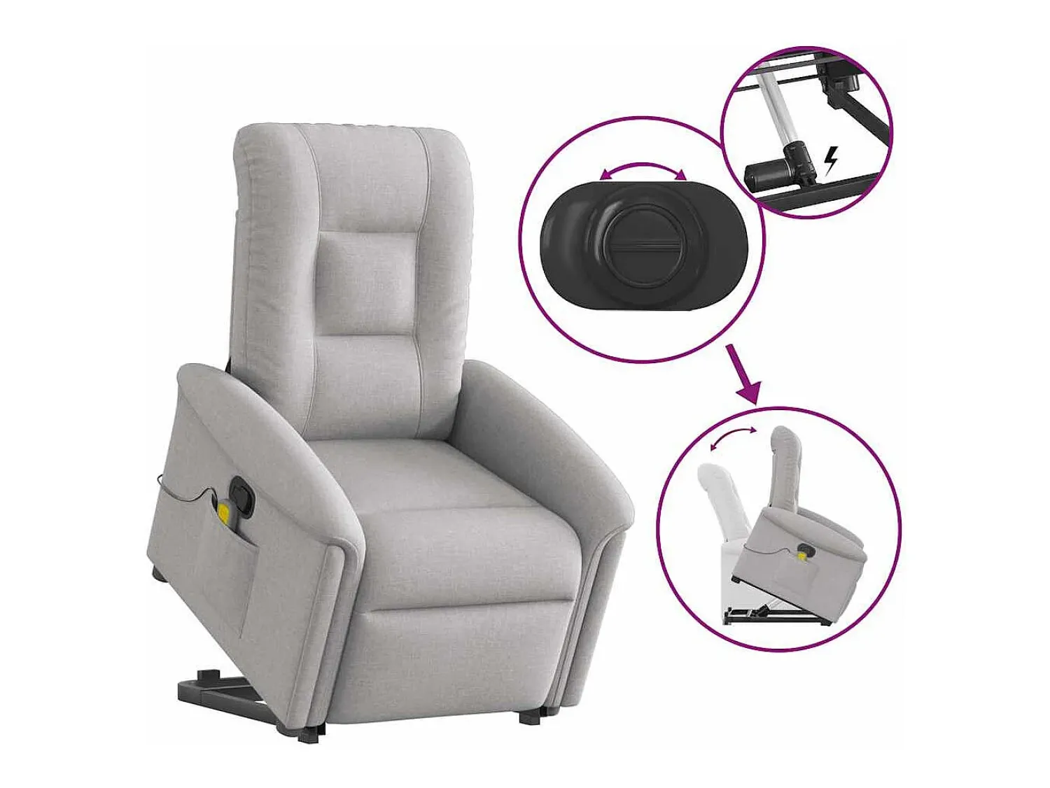 Poltrona elevatória de massagens tecido -nublado SHL46997^ Poltrona