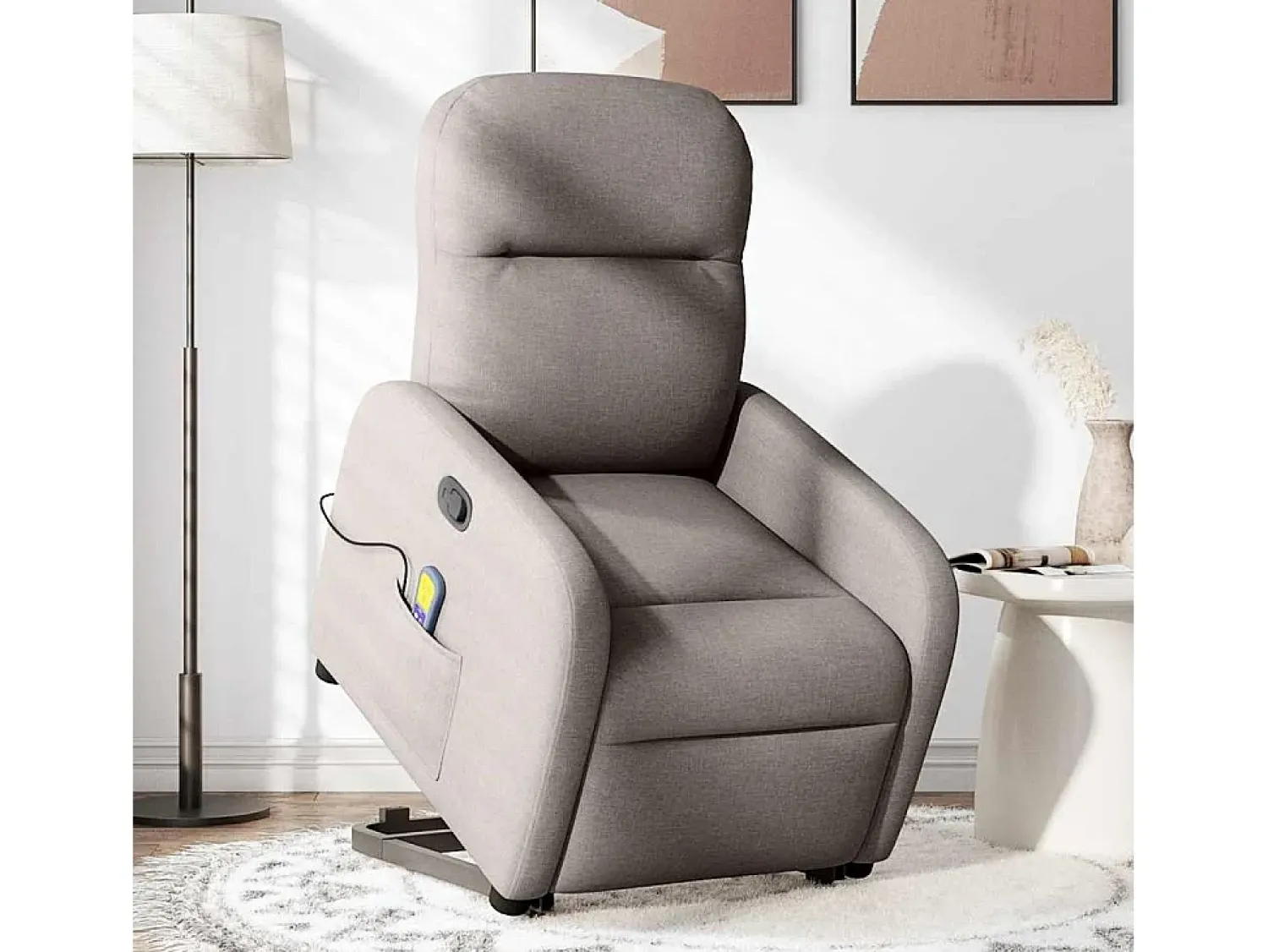 Sale vidaxl Poltrona elevatória de massagens tecido cinzento-acastanhado Taupe