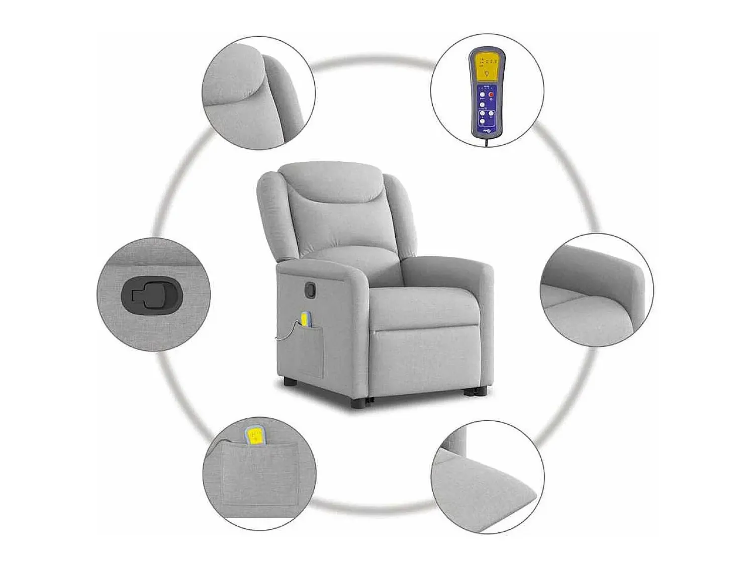 Sale Poltrona elevatória de massagens tecido -nublado SHL291465 Cinzento
