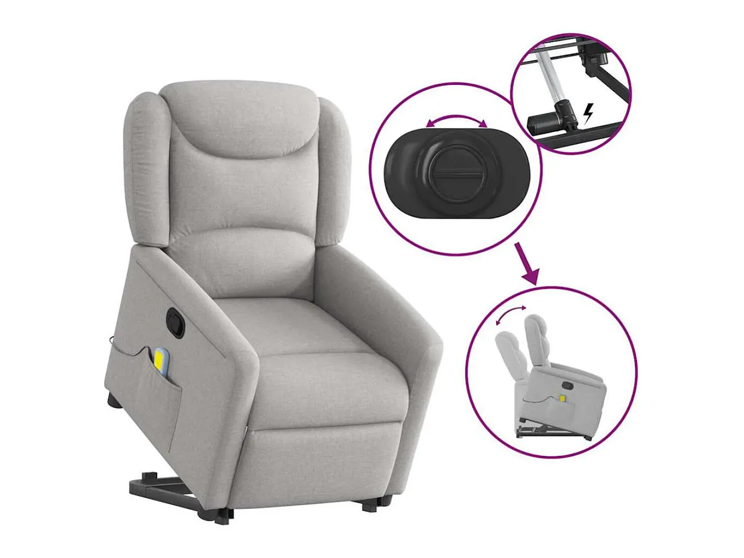 Sale Poltrona elevatória de massagens tecido -nublado SHL291465 Cinzento