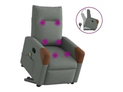 Poltrona elevatória de massagens tecido cinzento-escuro SHL384310^ Poltrona