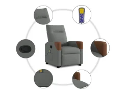 Poltrona elevatória de massagens tecido cinzento-escuro SHL384310^ Poltrona
