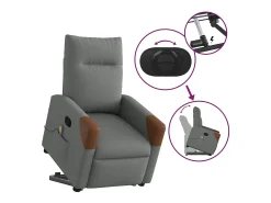 Poltrona elevatória de massagens tecido cinzento-escuro SHL384310^ Poltrona