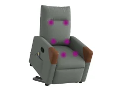 Poltrona elevatória de massagens tecido cinzento-escuro SHL384310^ Poltrona