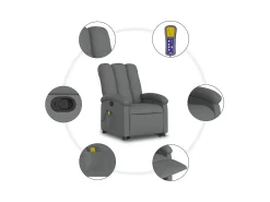 Online Poltrona elevatória de massagens tecido cinzento-escuro SHL16586 Cinza antracite