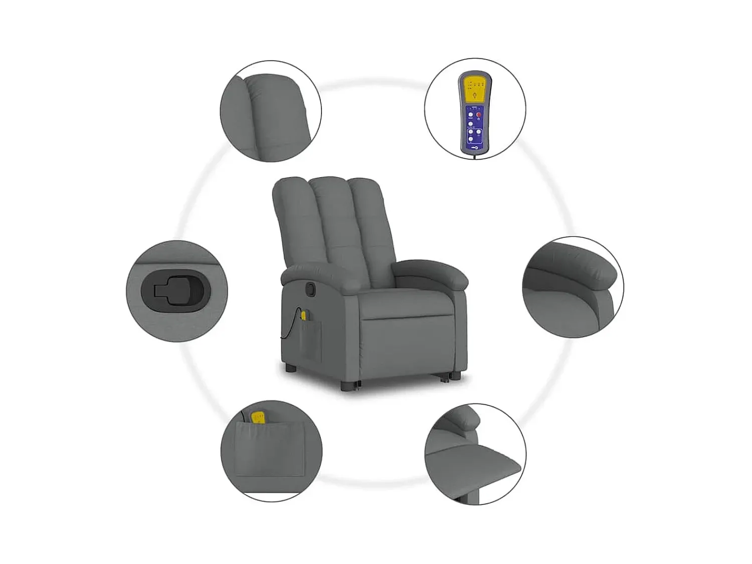 Online Poltrona elevatória de massagens tecido cinzento-escuro SHL16586 Cinza antracite