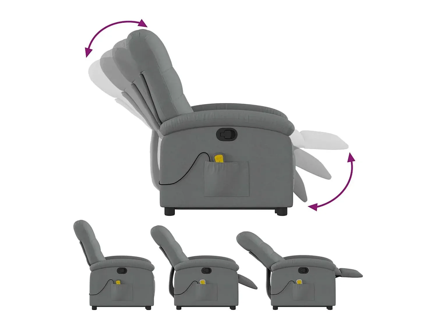 Online Poltrona elevatória de massagens tecido cinzento-escuro SHL16586 Cinza antracite