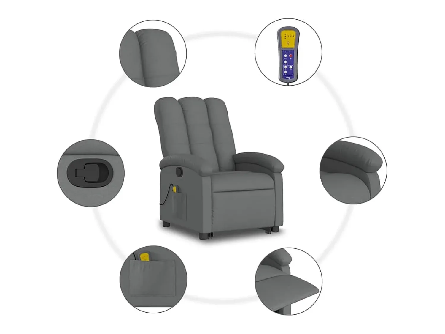 Online Poltrona elevatória de massagens tecido cinzento-escuro SHL16586 Cinza antracite