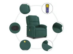 New Poltrona elevatória de massagens veludo verde-escuro SHL74202 Verde pinho
