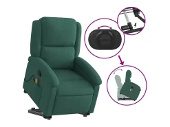 New Poltrona elevatória de massagens veludo verde-escuro SHL74202 Verde pinho