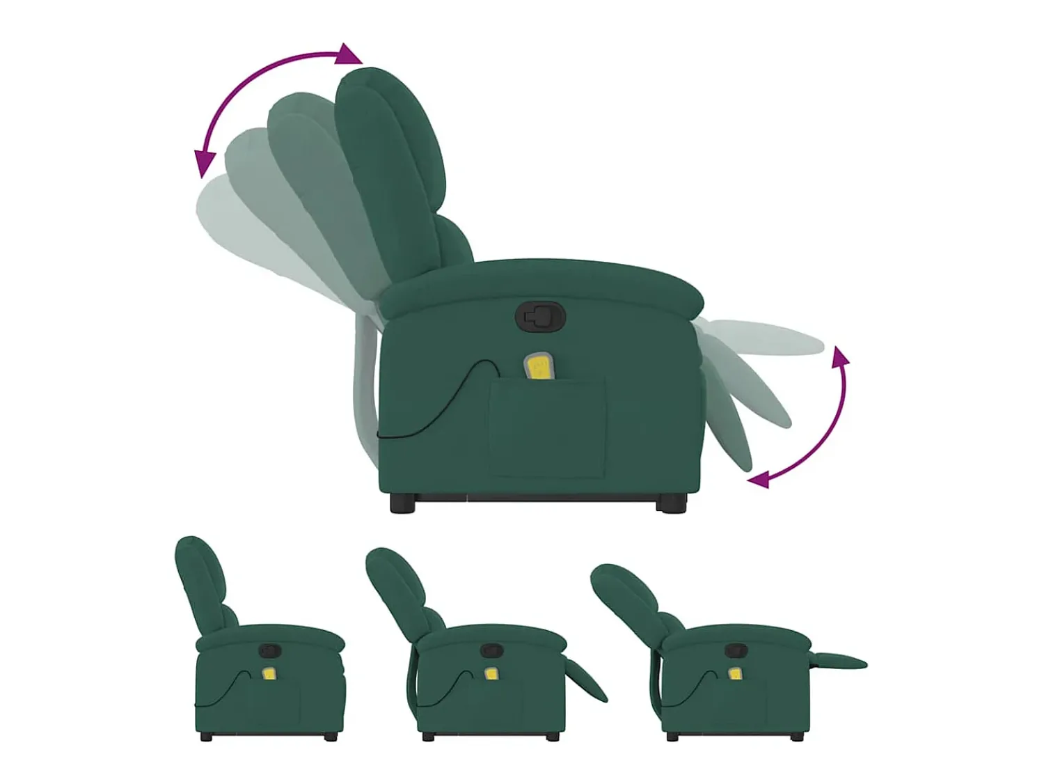 New Poltrona elevatória de massagens veludo verde-escuro SHL74202 Verde pinho