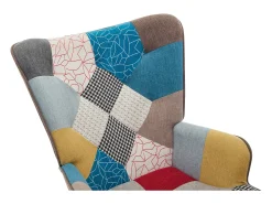 Poltrona*Vente-unique Poltrona Elmina em tecido patchwork multicolorido com pés de balanço. Multicor