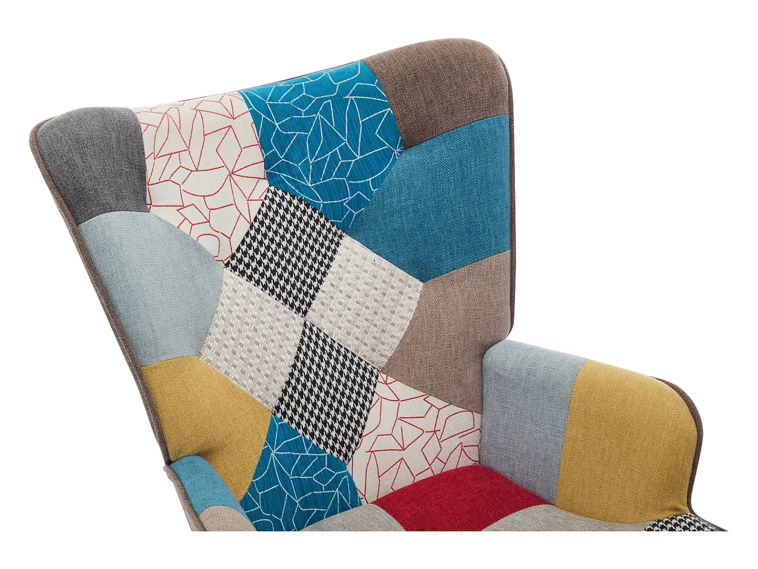 Poltrona*Vente-unique Poltrona Elmina em tecido patchwork multicolorido com pés de balanço. Multicor
