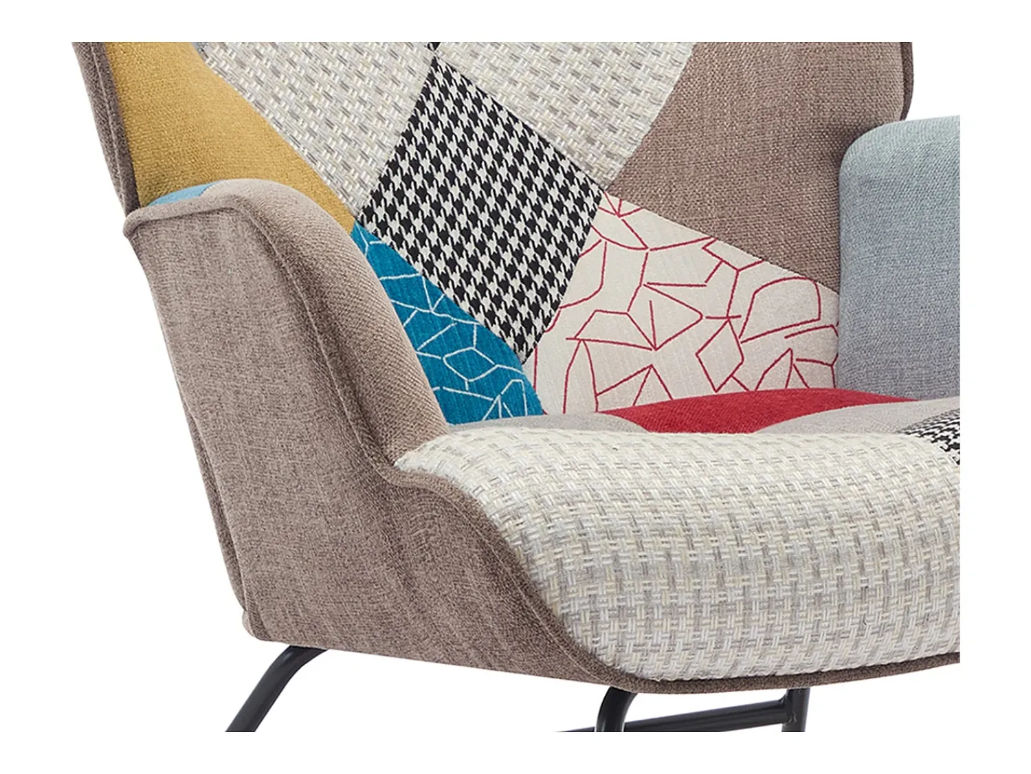 Poltrona*Vente-unique Poltrona Elmina em tecido patchwork multicolorido com pés de balanço. Multicor