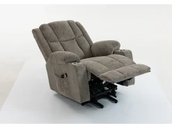 Hauss Spole Poltrona elétrica com massagem e aquecimento - Com apoio para os pés e 2 bolsos laterais - Tecido claro^ Poltrona