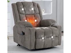 Hauss Spole Poltrona elétrica com massagem e aquecimento - Com apoio para os pés e 2 bolsos laterais - Tecido claro^ Poltrona