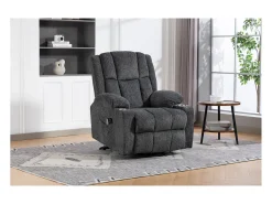 Poltrona*Hauss Spole Poltrona elétrica com massagem e aquecimento - Com apoio para os pés e 2 bolsos laterais - Tecido cinza escuro Cinzento
