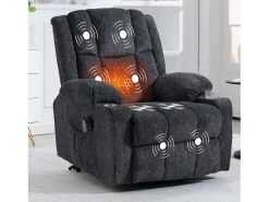 Poltrona*Hauss Spole Poltrona elétrica com massagem e aquecimento - Com apoio para os pés e 2 bolsos laterais - Tecido cinza escuro Cinzento