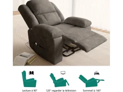 Poltrona elétrica de luxo para relaxamento e massagem, cinza^ Poltrona