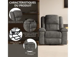 Poltrona elétrica de luxo para relaxamento e massagem, cinza^ Poltrona
