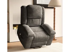 Poltrona elétrica de luxo para relaxamento e massagem, cinza^ Poltrona