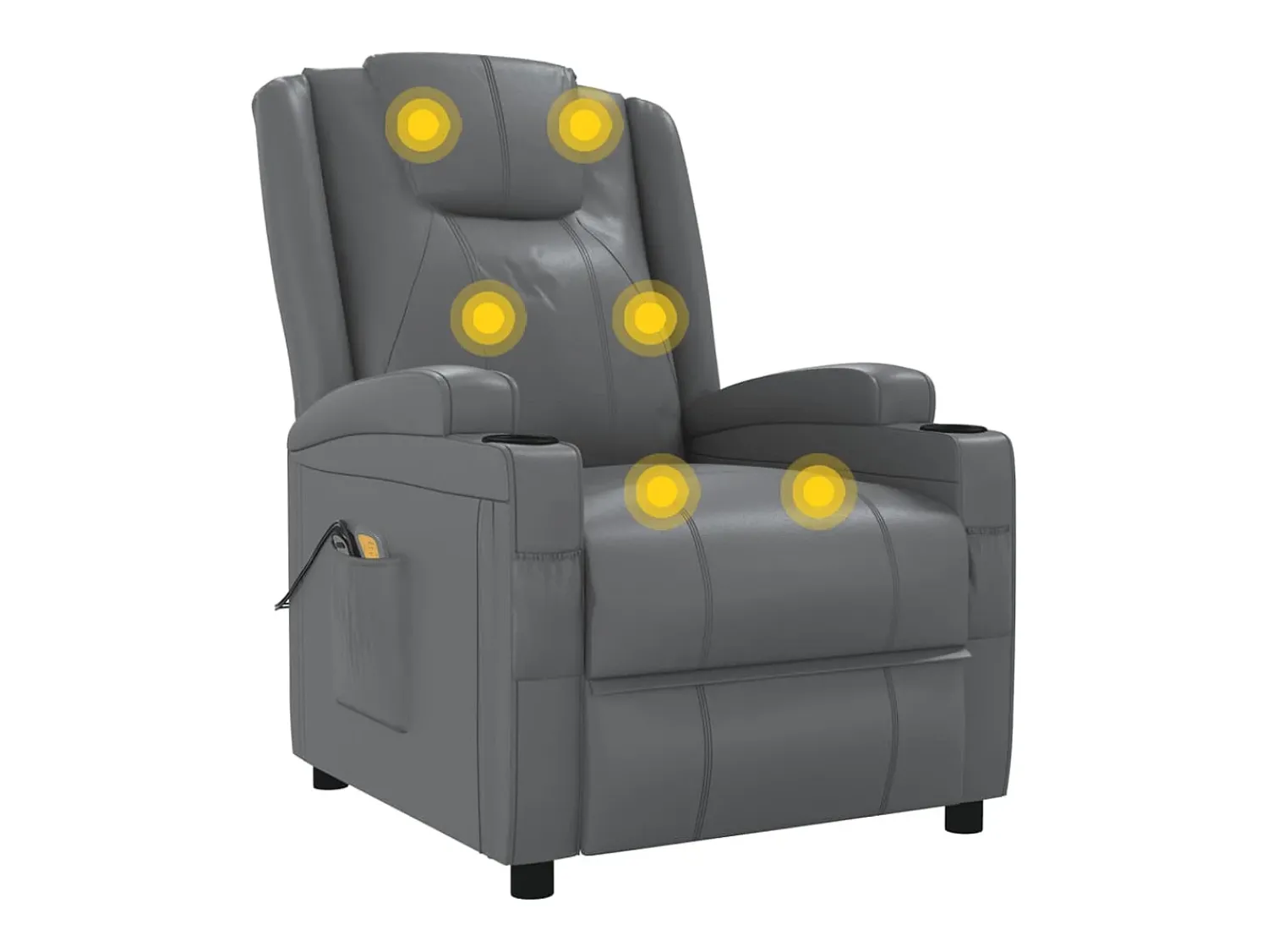 Poltrona*vidaxl Poltrona elétrica de massagens couro artificial antracite Cinza antracite