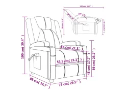Poltrona*vidaxl Poltrona elétrica de massagens couro artificial antracite Cinza antracite