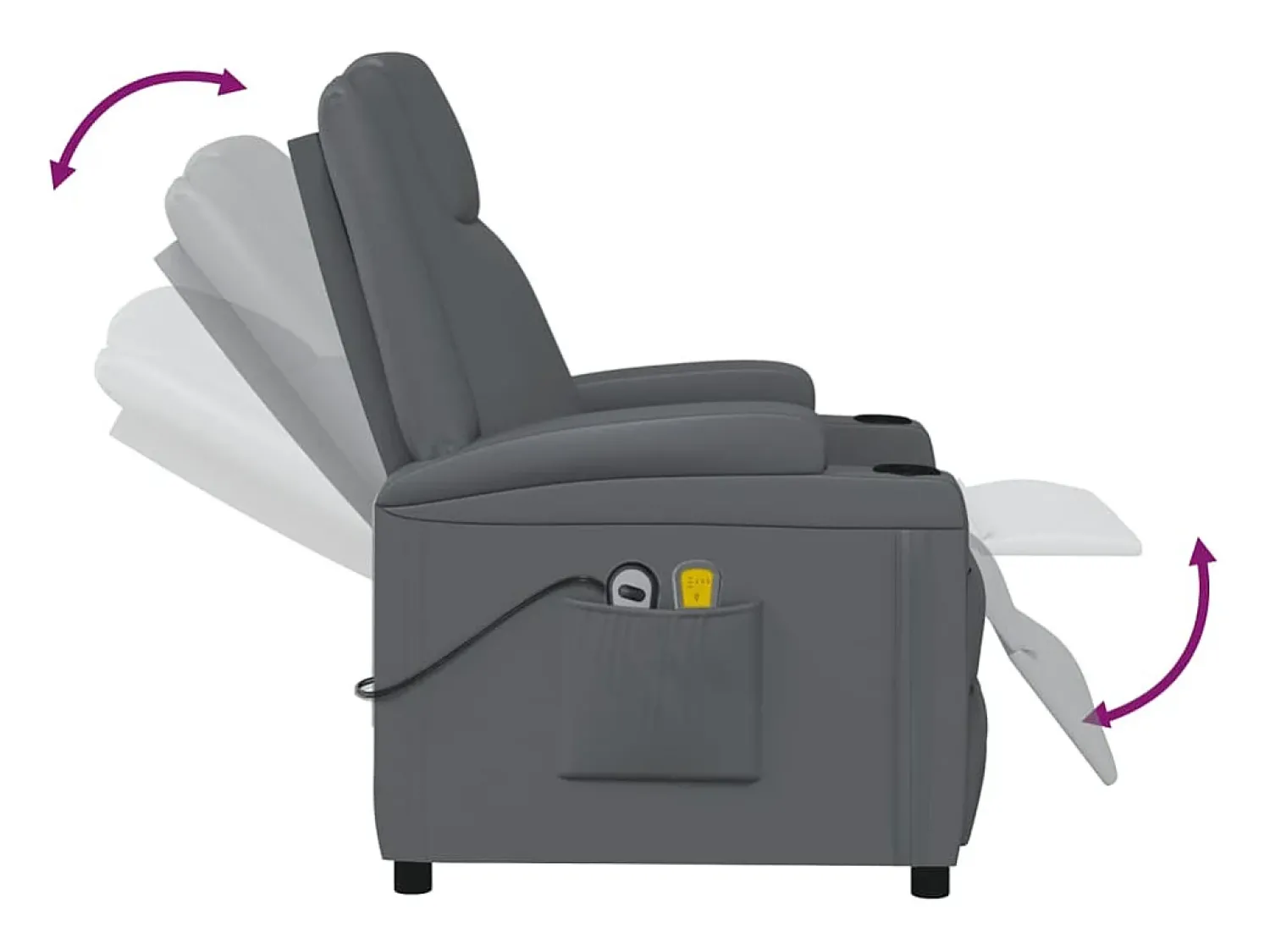 Poltrona*vidaxl Poltrona elétrica de massagens couro artificial antracite Cinza antracite