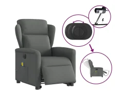 Poltrona*vidaxl Poltrona elétrica elevatória massagens tecido -escuro Cinzento