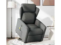 Poltrona*vidaxl Poltrona elétrica elevatória massagens tecido -escuro Cinzento