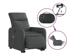 Hot Poltrona elétrica elevatória massagens tecido cinzento-escuro SHL846623 Cinza antracite