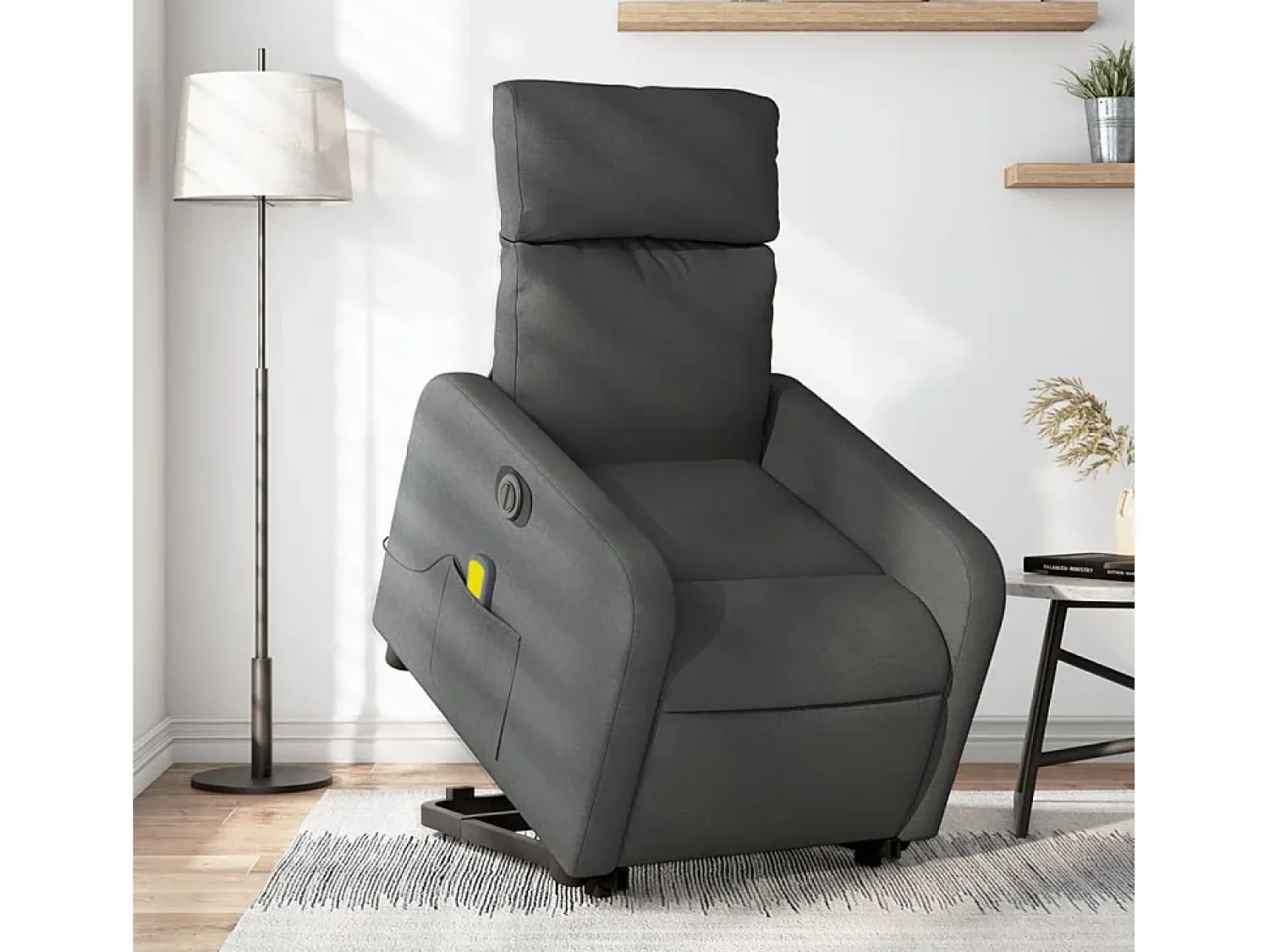 Hot Poltrona elétrica elevatória massagens tecido cinzento-escuro SHL846623 Cinza antracite