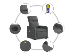 Hot Poltrona elétrica elevatória massagens tecido cinzento-escuro SHL846623 Cinza antracite