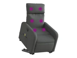 Hot Poltrona elétrica elevatória massagens tecido cinzento-escuro SHL846623 Cinza antracite