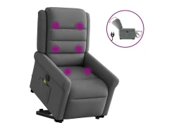 Poltrona elétrica elevatória massagens tecido cinzento-escuro SHL550231^ Poltrona