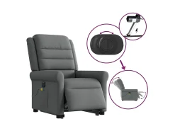 Poltrona elétrica elevatória massagens tecido cinzento-escuro SHL550231^ Poltrona