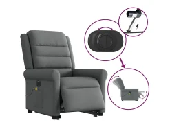 Poltrona elétrica elevatória massagens tecido cinzento-escuro SHL550231^ Poltrona