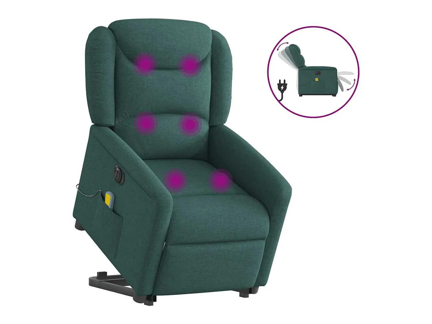 Poltrona elétrica elevatória massagens tecido verde-escuro SHL6925^ Poltrona