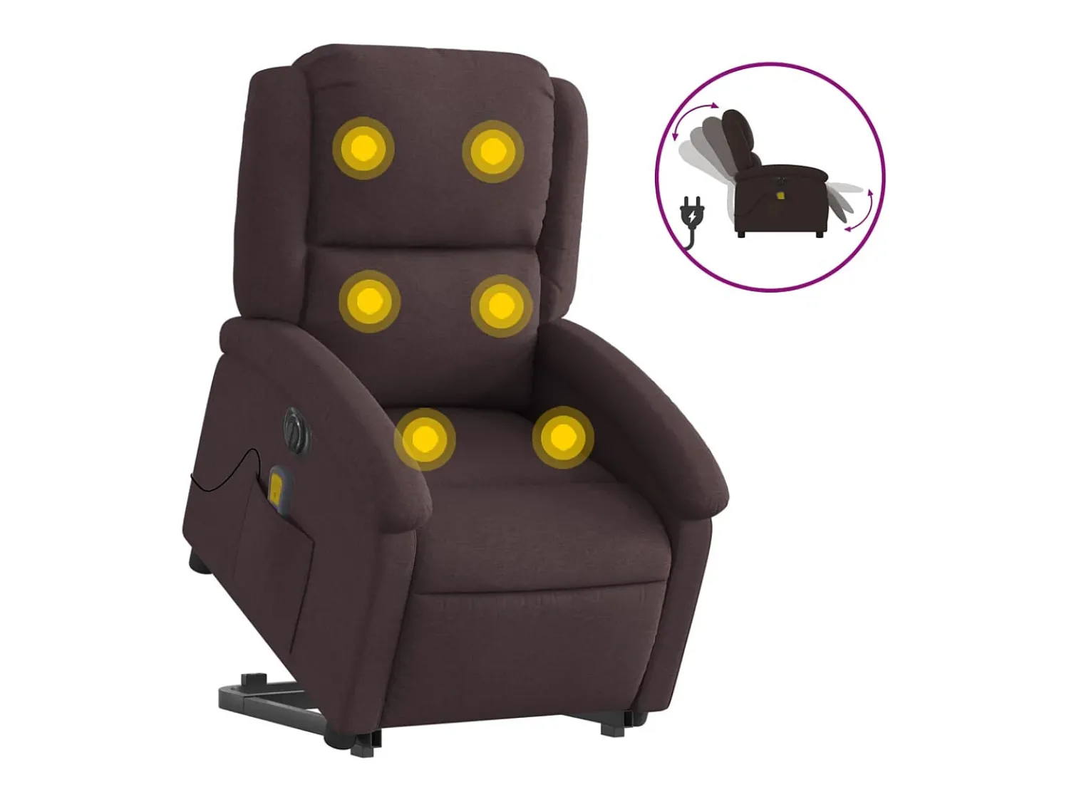 Outlet vidaxl Poltrona elétrica elevatória massagens tecido -escuro Castanho