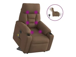 Poltrona| Poltrona elétrica elevatória massagens tecido SHL859588 Castanho