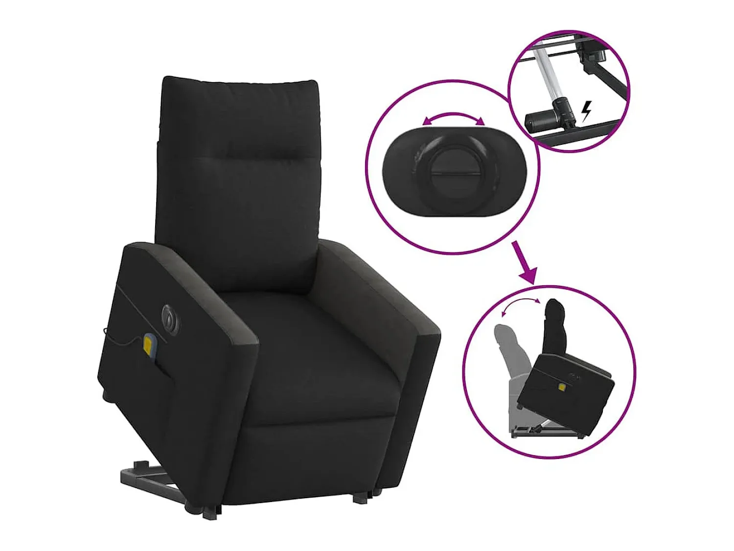 Poltrona| Poltrona elétrica elevatória massagens tecido SHL887056 Preto