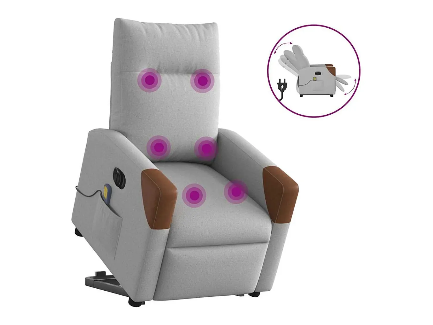 Poltrona| Poltrona elétrica elevatória massagens tecido -nublado SHL482235 Cinzento