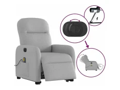 Poltrona*vidaxl Poltrona elétrica elevatória massagens tecido -nublado Cinzento