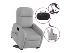 Poltrona*vidaxl Poltrona elétrica elevatória massagens tecido -nublado Cinzento
