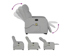 Poltrona*vidaxl Poltrona elétrica elevatória massagens tecido -nublado Cinzento