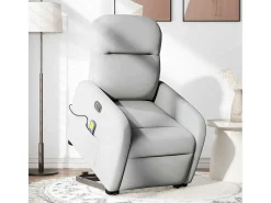 Poltrona*vidaxl Poltrona elétrica elevatória massagens tecido -nublado Cinzento