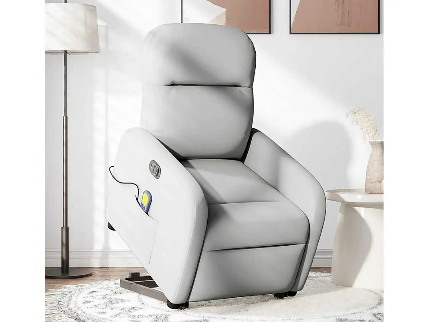 Poltrona*vidaxl Poltrona elétrica elevatória massagens tecido -nublado Cinzento