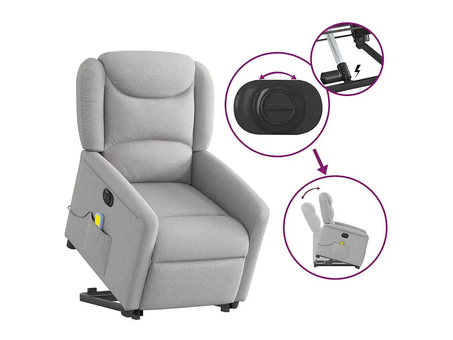 Poltrona| Poltrona elétrica elevatória massagens tecido -nublado SHL485720 Cinzento