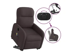 Sale vidaxl Poltrona elétrica elevatória massagens tecido -escuro Castanho