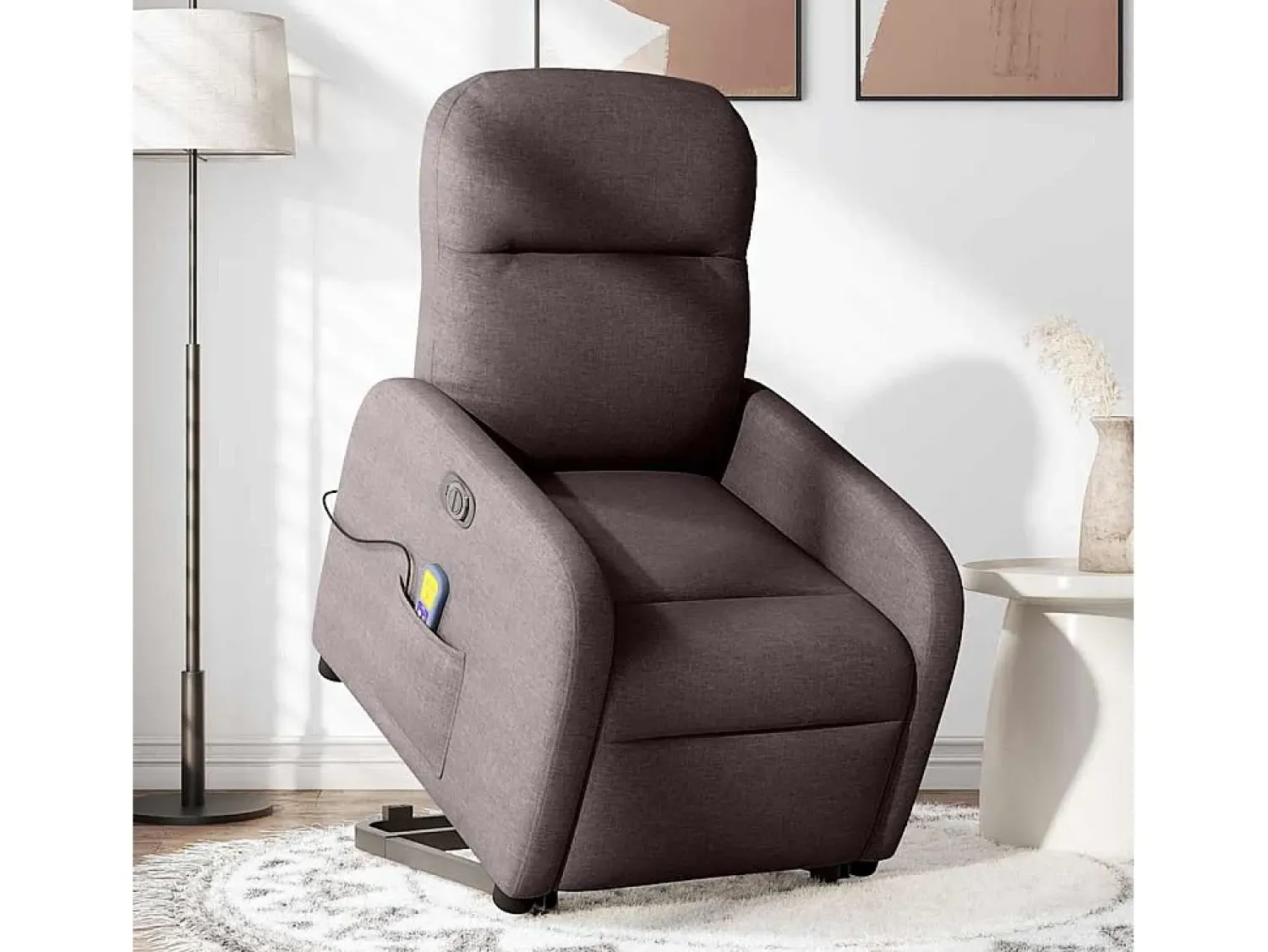 Sale vidaxl Poltrona elétrica elevatória massagens tecido -escuro Castanho